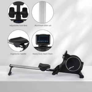 Steel Foldable Indoor Rower Machine with LCD Display 120kg Capacity
