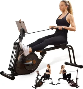 Steel Frame Rowing Machine with Adjustable Height Slide Rail for Home Use, Full Body Workout, 8-Level, 4KG