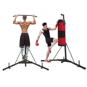 Steel Free-Standing Triangle Frame Boxing Stand with Punching Bag, Speed Ball and Platform