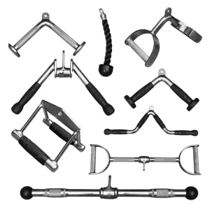 Steel Pull-Down Bar Attachment with Grips for Cable Machines