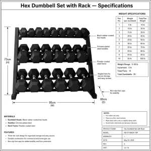 Steel Rubber Hex Dumbbell Set with Rack 5-50lb for Home and Commercial Gym OEM Custom Logo Available