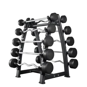 Steel Rubber Power Lifting 10-50kg Ergonomic Curl Straight Bar Fixed Dumbbell
