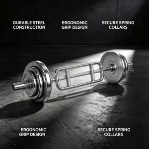 Steel Square-Shaped Gym Fitness Barbell for Weightlifting, Triceps, Shoulder and Arm Exercises