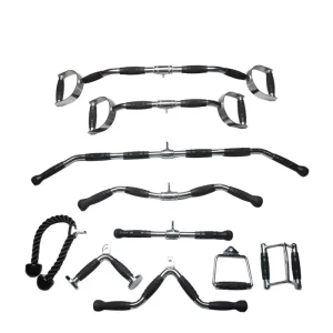Steel Triceps Press Bar and Lat Pulldown Handles Pulley Kit