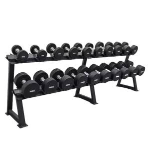 Steel Two-Layer Commercial Gym Dumbbell Storage Rack and 12-Pair Dumbbell Set, Custom Size, Custom Color