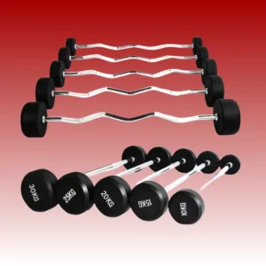 Straight and Curl Black Cast Iron 20kg Fixed Weight Barbell