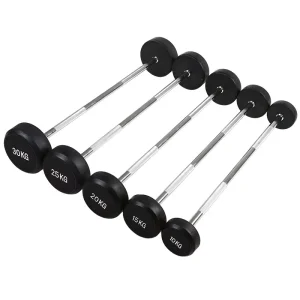 Straight and EZ Curl Rubber Barbell Set