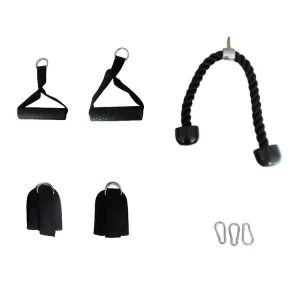 Strength Training Attachment Handles and Replacement Cable Pulleys for Gym Machines