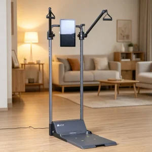 Strength Training Machine with Adjustable Arms and Digital Resistance for Smart Home Gyms