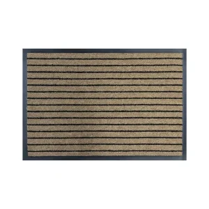 Stripe Cut-Pile Non-Slip Washable Moisture-Proof Pet-Friendly Door Mat with TPE Backing, PP Material