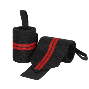 Striped Knitted Breathable Adjustable Wrist Support Straps with Anti-Slip Hook-and-Loop Closure