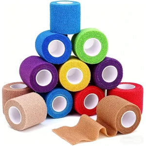 Strong Hold Self-Adhesive Cohesive Bandage for Sports, Ankle and Wrist Support, Tearable by Hand