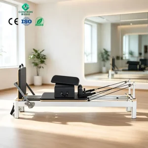 Studio Pilates Reformer with Sitting Exercise Box Pilates Machine for Studio or Home Gym