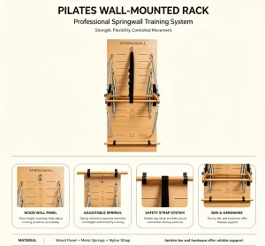 Studio Use Pilates Wall Mounted Rack Maple Wood Exercise Apparatus