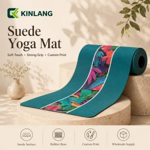 Suede Yoga Mat with Natural Rubber Base Soft-Touch Non-Slip Fitness Mat for Pilates and Yoga