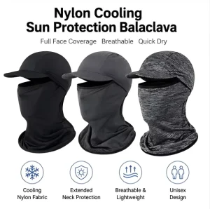 Summer Cooling Nylon UV Protection Balaclava Visor Full Face Neck Cover Breathable Quick Dry Lightweight Moisture Wicking