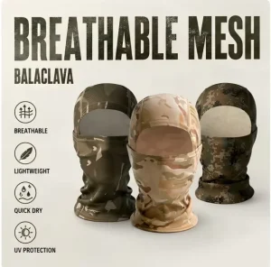 Summer Polyester Mesh Balaclava Face Mask Cycling Hood Breathable Camo Neck Gaiter Sun Protection Headwear for Men Fishing Beach