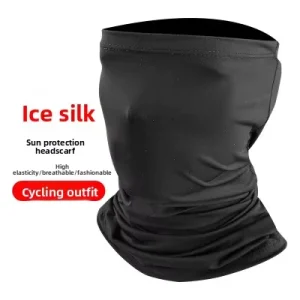 Summer Sun Protection Ice Silk Unisex Cycling Face Mask Half Face Ear Loop Square Scarf Fishing Headwrap Neck Gaiter