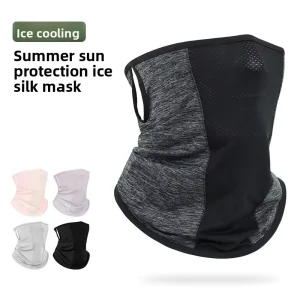 Sun-Protective Ice-Silk Nylon Ear-Hang Neck Gaiter Outdoor Sports Cycling Summer UV-Proof Face Mask