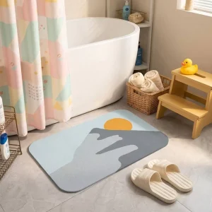 Super Absorbent Cushioned Antimicrobial Non-Slip Diatomaceous Earth Bath Mat Quick-Dry Pet-Friendly Reversible