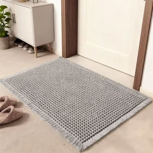 Super-Absorbent Microfiber Waffle Bath Mat, Non-Slip Machine-Washable Bathroom Rug