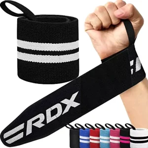 T333 Non-Slip Cotton Wrist Wraps with Elastic Loops for Weightlifting and CrossFit