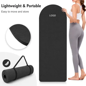 TPE Half-Round Yoga Mat with Custom Logo 6mm Non-Slip Exercise Mat for Fitness Training 183×61cm