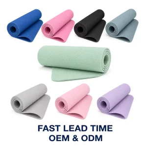 TPE Meditation Mat 183x61cm 6mm Rectangular Lightweight Exercise Mat with Carrying Strap
