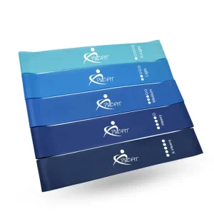 TPE Mini Resistance Exercise Bands, 5-Piece Elastic Loop Set, Blue, Portable for Yoga