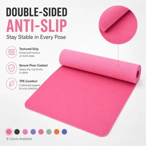 TPE Non-Slip Yoga and Fitness Mat for Aerobics Strength Training and Home Exercise