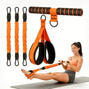 TPE Pedal Pulley Fitness Resistance Band Set Medium Resistance Abdominal Crunch Aid Break-Resistant Detachable Elastic Rope