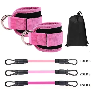 TPE Resistance Bands for Glute Kickbacks, Hip Fitness, and Ankle Cuffs, 3 Resistance Levels, 60 lbs