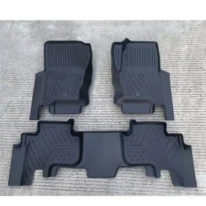 TPE Waterproof Anti-Slip Carpet Car Floor Mats and Trunk Mats 5mm 5-Piece Full Set Striped Pattern for Discovery