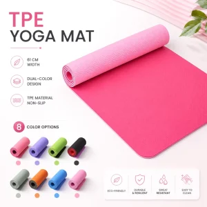 TPE Yoga Mat for Pilates and Yoga with Alignment Guide for Balance Practice and Studio Training
