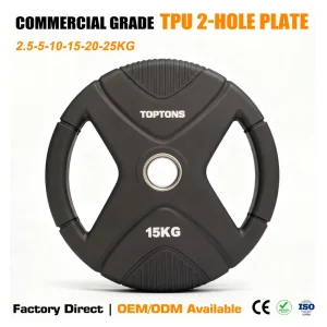 TPU 2-Hole Ergonomic Multi-Grip Weight Plate for Barbell Strength Training