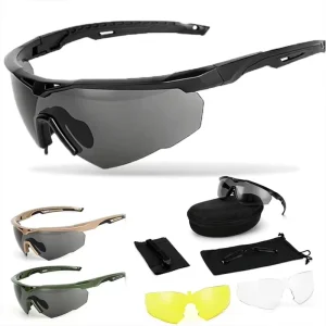 Tactical Cycling Ski Goggles Anti Scratch UV400 Protection Replaceable Lenses Lightweight PC Frame Anti Wind Sports Outdoor Tan