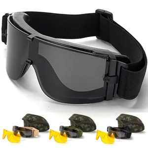 Tactical Goggles with 3 Lenses Ski Outdoor Shooting Glasses UV400 Lightweight Explosion-Proof Impact Protection