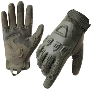 Tactical Green High Strength Microfiber Impact-Resistant Adjustable Wrist Cuff Full Finger Sports Gloves for Gym Use