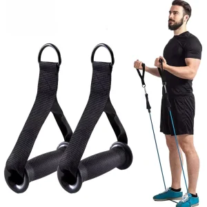 Tensioner Handle with Door Clamp and Elastic Resistance Rope for Fitness and Bodybuilding