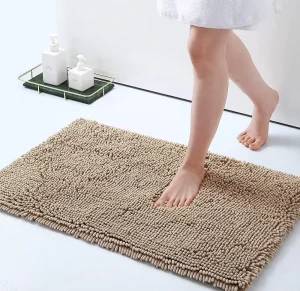 Textured Eco-Friendly Non-Toxic Anti-Slip Polyester Bath Floor Mat, Washable Rectangle