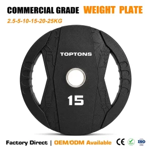 Textured Rubber Weight Plate with Two Grip Holes for Home Gym Weightlifting