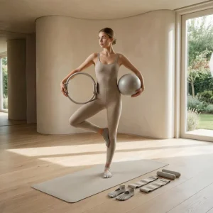 Thick Non-Slip Eco-Friendly Rubber Pilates and Yoga Mat Kit with Ankle Weights and Ring