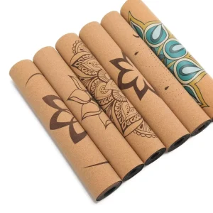 Thick Non-Slip Exercise and Fitness Cork Rubber Yoga Mat Set