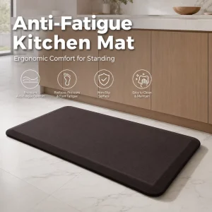 Thick PU Anti-Fatigue Floor Mat Waterproof Rectangle High Resilience Anti-Slip for Kitchen and Office