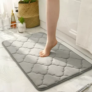Thickened Absorbent Non Slip Polyester Bathroom Floor Mat Coral Fleece Entryway Bath Mat Memory Foam Kitchen Rug Door Mat
