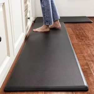Thin Nordic-Style Rectangular Vinyl PVC Kitchen Mat, Wipeable Water-Repellent Solid Color, No Washing Required