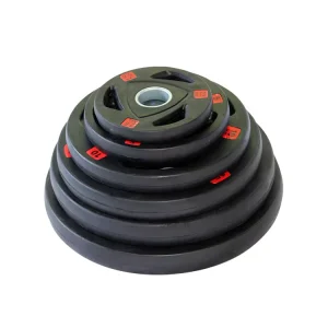 Three-Hole 20kg Cast Iron Bumper Plate, Rubber/PU, Barbell Strength Training