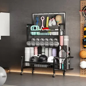 Three layer Iron Wire Sports Equipment Rack Strength Training Weight Rack Yoga Mat Dumbbell Storage Waterproof Multifunction