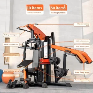 Three person Steel Squat Rack Commercial Use Multi functional Equipment 73kg Weight Stack for Total body Strength Training