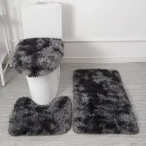 Tie-Dye Shaggy 3-Piece Non-Slip Absorbent Bathroom Mat Set